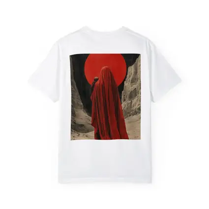 Red Cloaked Figure Desert Canyon Art