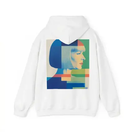 Geometric Bauhaus Woman Portrait Blue Blocks