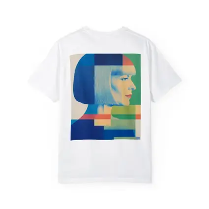 Geometric Bauhaus Woman Portrait Blue Blocks