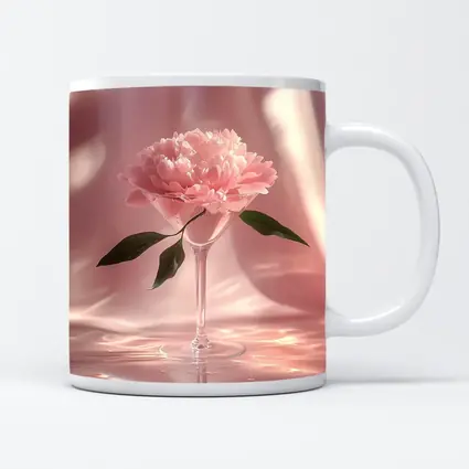 Pink Peony Flower in Glass Pink Background