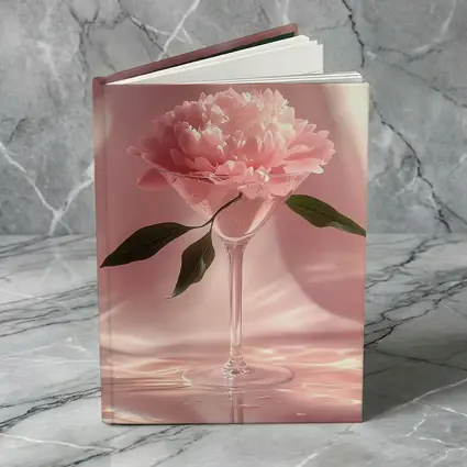 Pink Peony Flower in Glass Pink Background