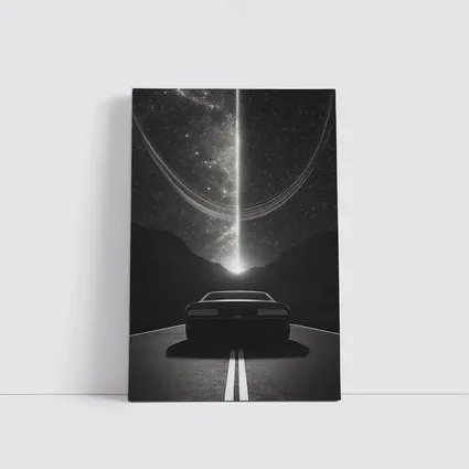 Muscle Car Night Road Cosmic Sky