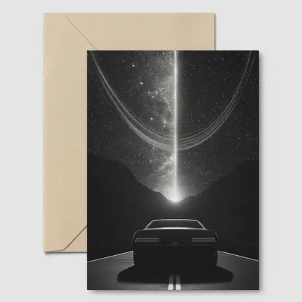 Muscle Car Night Road Cosmic Sky