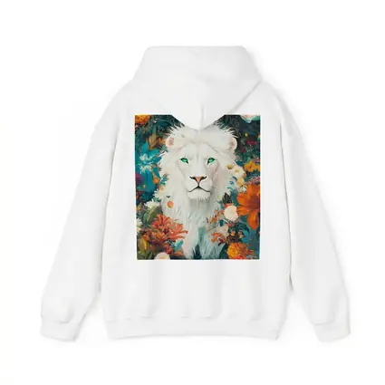 White Lion Green Eyes Floral Garden Art