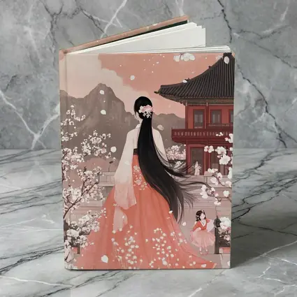 Korean Hanbok Woman Cherry Blossom Temple