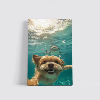 Terrier Dog Selfie Underwater With Shark
