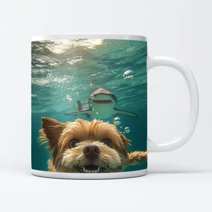 Terrier Dog Selfie Underwater With Shark