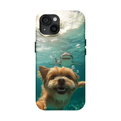 Terrier Dog Selfie Underwater With Shark