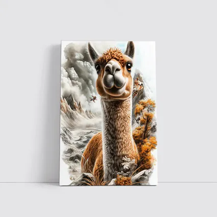 Alpaca Mountain Landscape Detailed Illustration Art