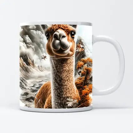 Alpaca Mountain Landscape Detailed Illustration Art