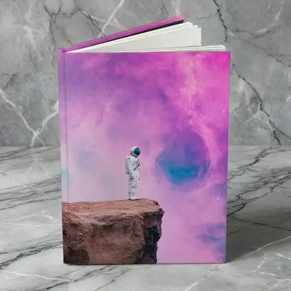 Astronaut Standing On Cliff Pink Nebula