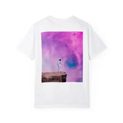 Astronaut Standing On Cliff Pink Nebula