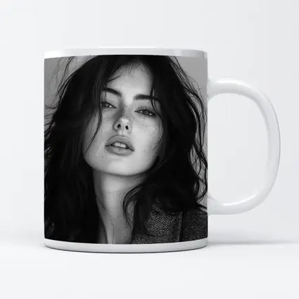 Black and White Woman Portrait Dark Hair