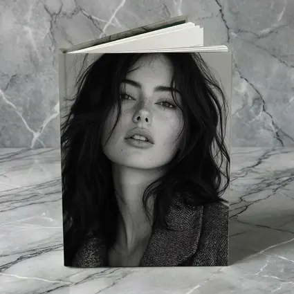 Black and White Woman Portrait Dark Hair