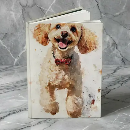 Happy Poodle Dog Watercolor Art White Background