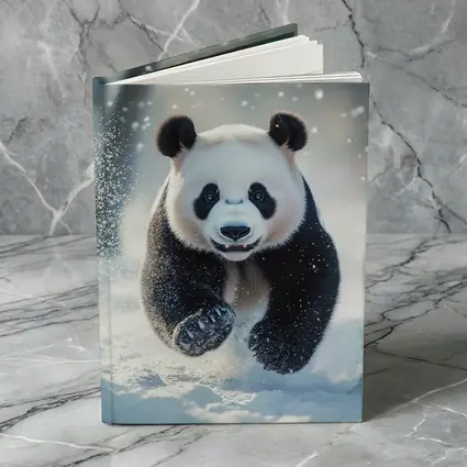 Giant Panda Running Through Snowy Winter Landscape