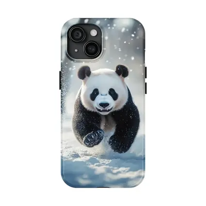 Giant Panda Running Through Snowy Winter Landscape
