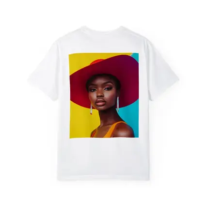 Fashion Woman Wide Brim Hat Colorful Background