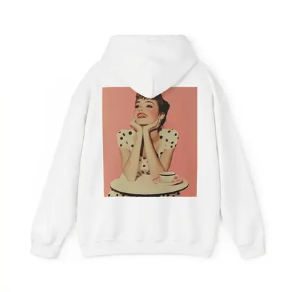 Retro Woman Coffee Table Pink Background