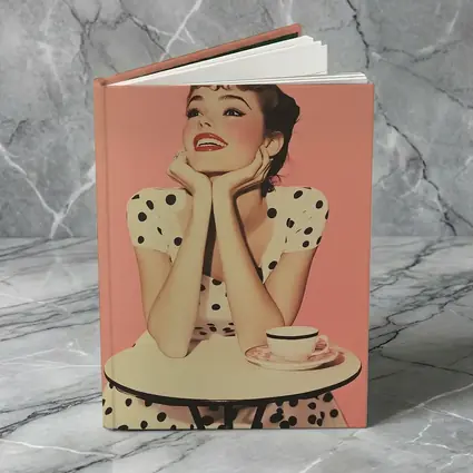 Retro Woman Coffee Table Pink Background