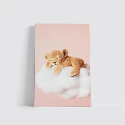 Sleeping Lion Cub On Cloud Pink