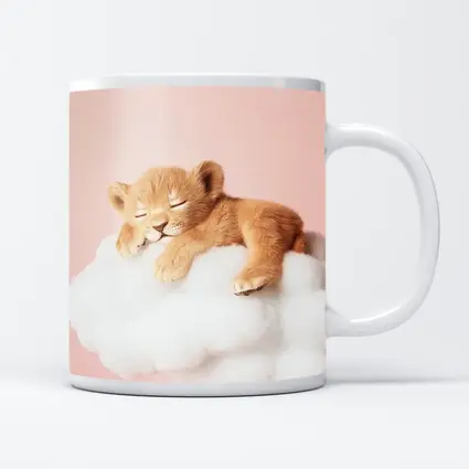 Sleeping Lion Cub On Cloud Pink