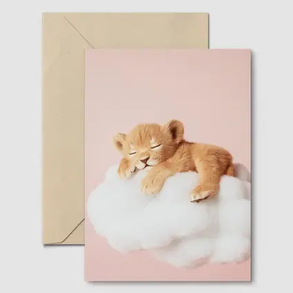 Sleeping Lion Cub On Cloud Pink