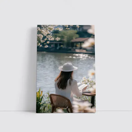 Woman Reading Book by Serene Lake