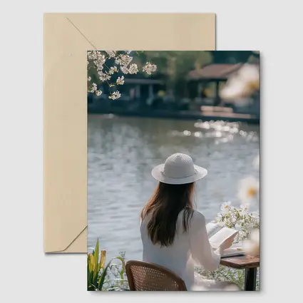 Woman Reading Book by Serene Lake