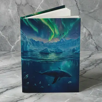 Whale Swimming Under Northern Lights Arctic