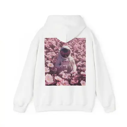 Astronaut Sitting In Pink Flower Field