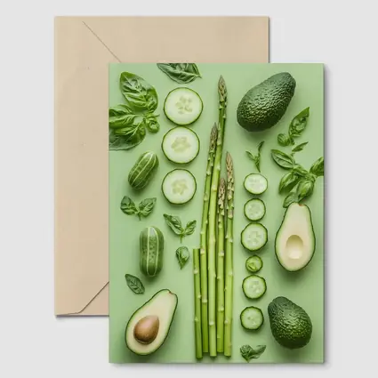 Green Vegetables Avocado Asparagus Cucumber Flat Lay