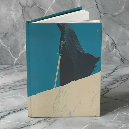 Dark Hooded Figure Sword Desert Dunes