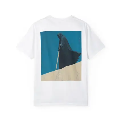 Dark Hooded Figure Sword Desert Dunes
