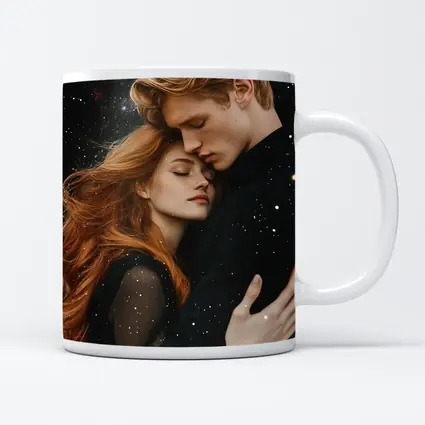 Romantic Couple Embracing Under Galaxy Stars
