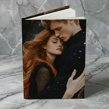 Romantic Couple Embracing Under Galaxy Stars