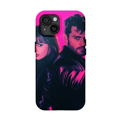 Man and Woman Agents Pink Neon Background