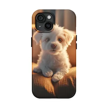 Fluffy White Maltese Puppy On Couch