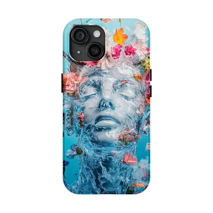 Ice Sculpture Head Flowers Guitars Blue Background