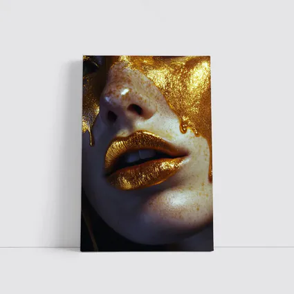 Gold Paint Dripping Over Freckled Face