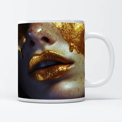 Gold Paint Dripping Over Freckled Face