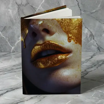 Gold Paint Dripping Over Freckled Face