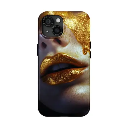 Gold Paint Dripping Over Freckled Face