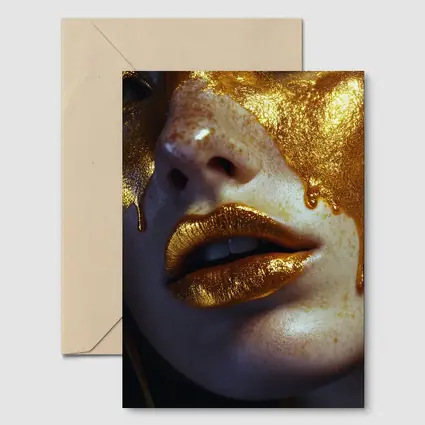 Gold Paint Dripping Over Freckled Face