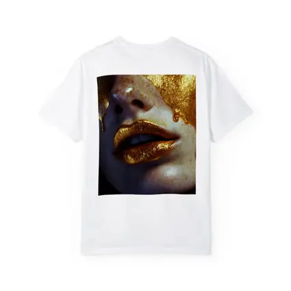 Gold Paint Dripping Over Freckled Face