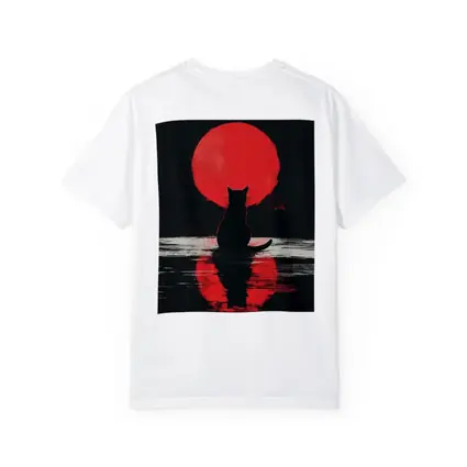 Black Cat Silhouette Red Moon Night