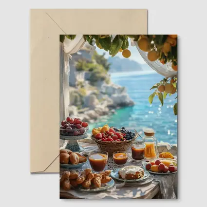 Mediterranean Breakfast Spread By The Sea