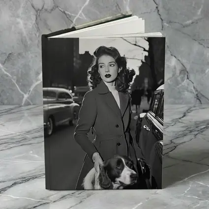 Elegant Woman Dog City Street Retro