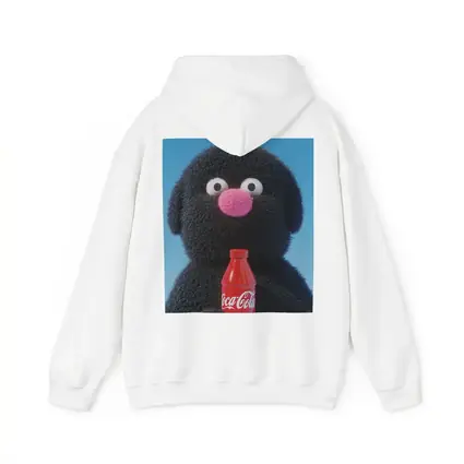 Fluffy Black Puppet Holding Coca Cola Bottle