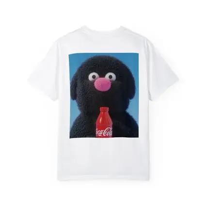 Fluffy Black Puppet Holding Coca Cola Bottle